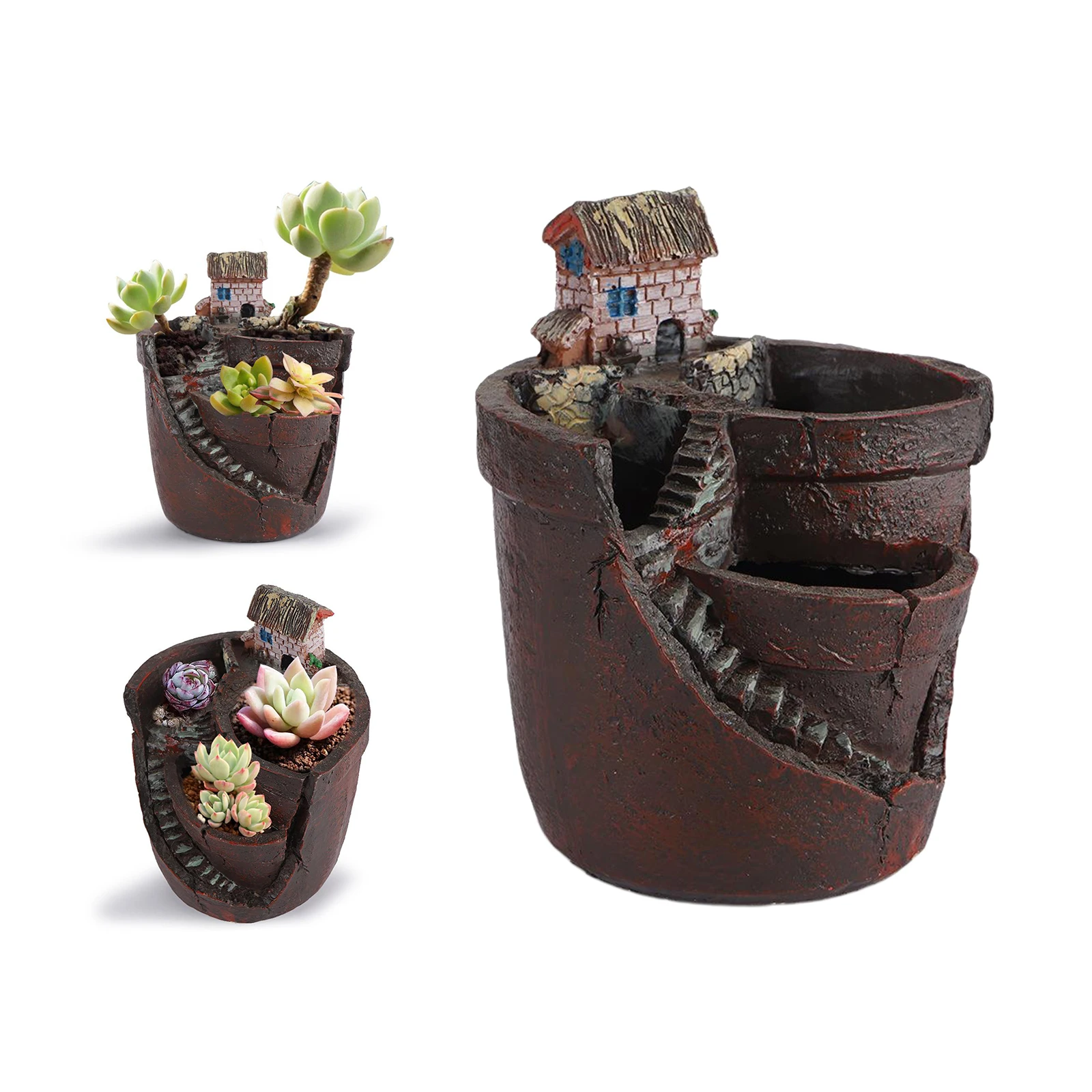Creative Plants Pot Mini Fairy Garden and Sweet House for Decoration, Adorable Succulent Plants Pot