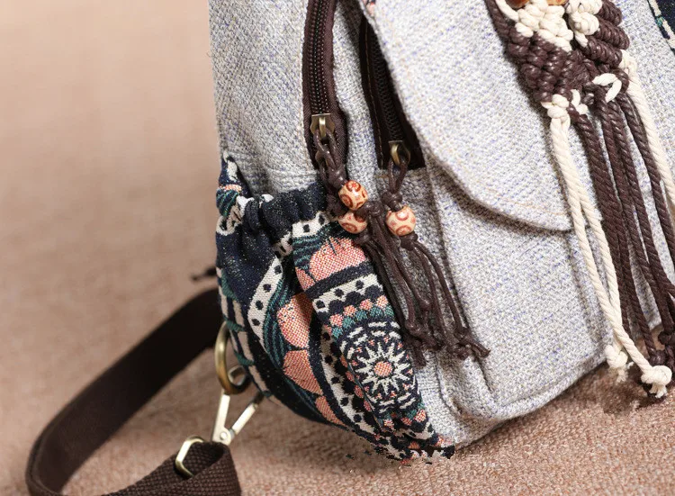 New national string appliques women shopping backpacks!Nice Striped embossing lady multi-use backrack All-match canvas backruck