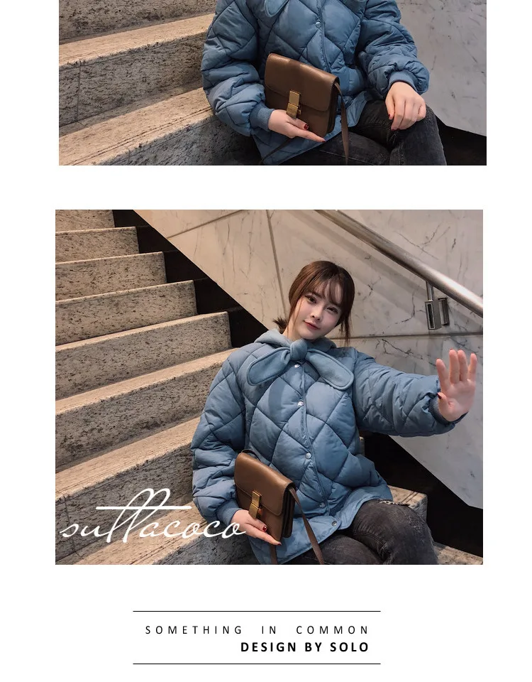 Photo Shoot Autumn And Winter New Style Rhombus Cotton Coat Women's Short Thick Detachable Cap Cotton-padded Jacket Cotton