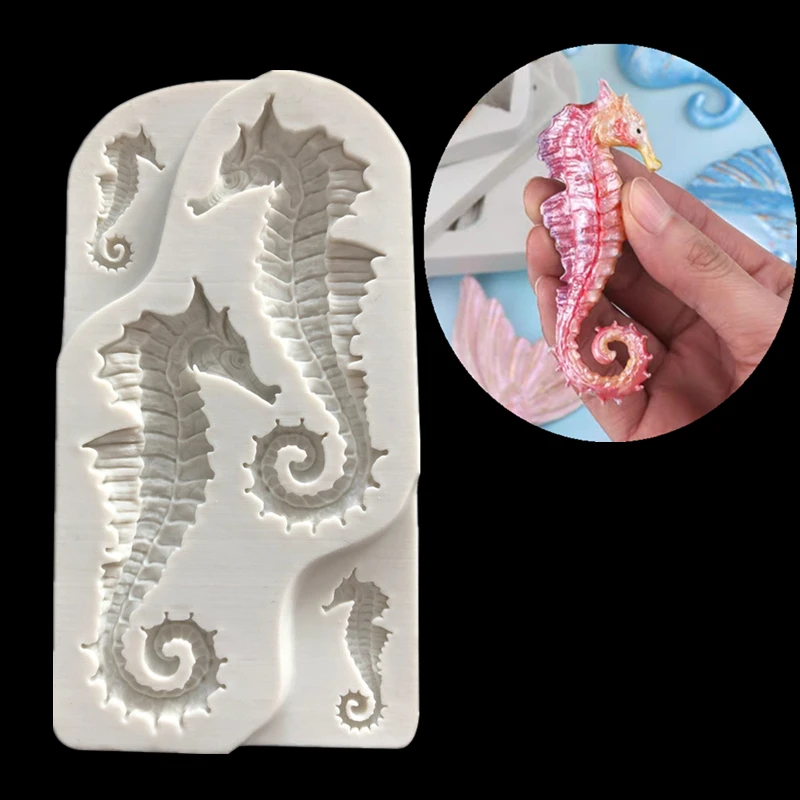 2020 New Silicone Mold Hippocampus Plastic Clay Tool DIY 3D Wall Panel Ceramic Tools Sea Horse Style Plaster Molds | Дом и сад