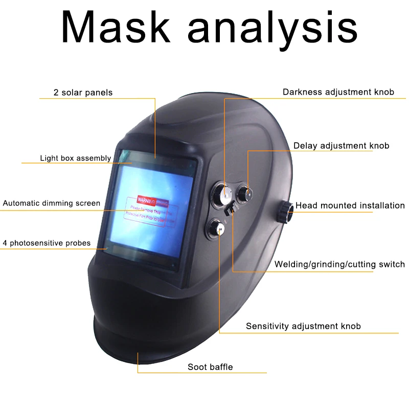 

Outside Control Big View 4 Sensor DIN5-DIN13 Solar Auto Darkening Welding Mask Helmet Welder Cap OD889
