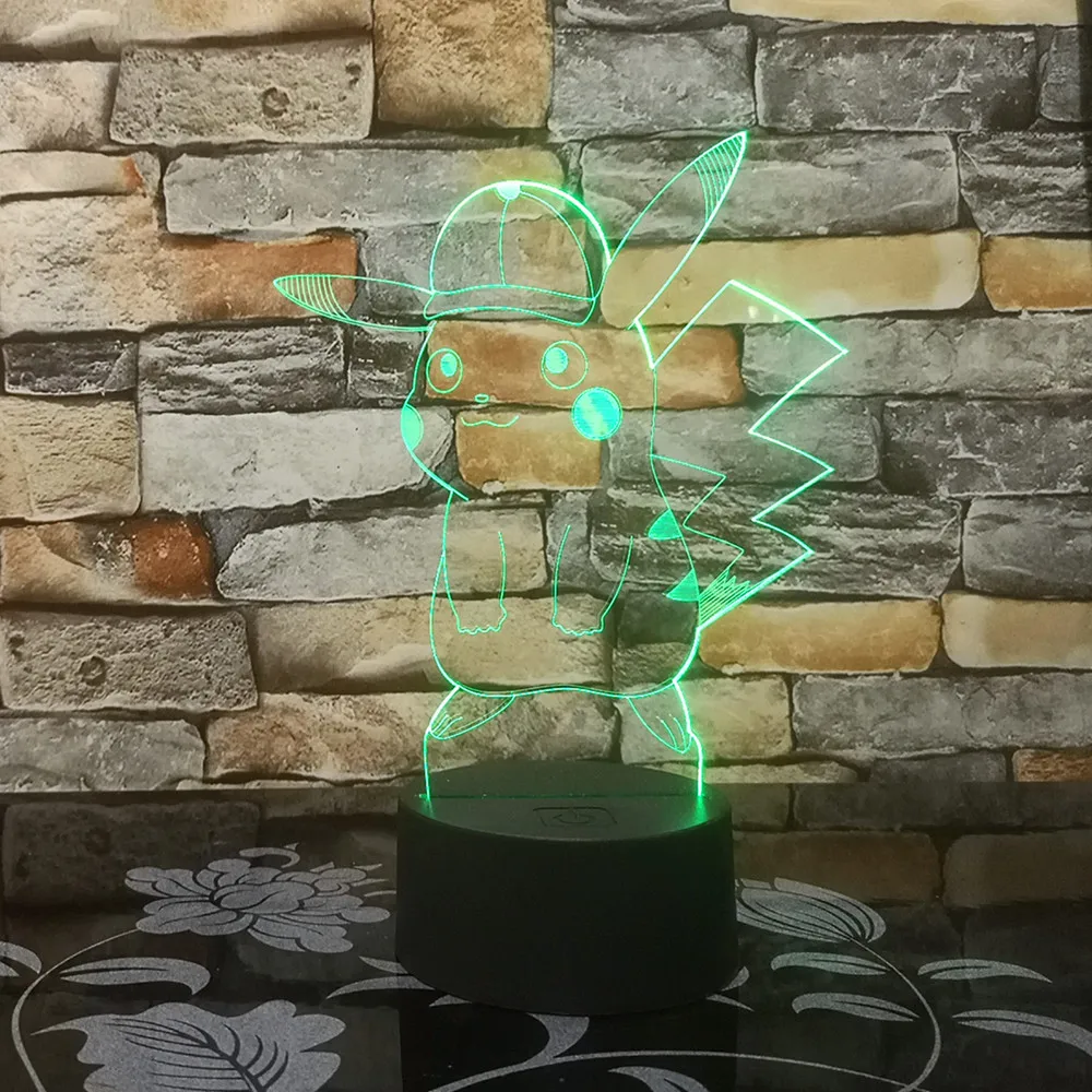 Pikachu Eevee черепаха птица огонь Дракон Pokeball мяч Bulbasaur 3D лампа Покемон го фигурка 3D RGB лампа Bay Role 3d light
