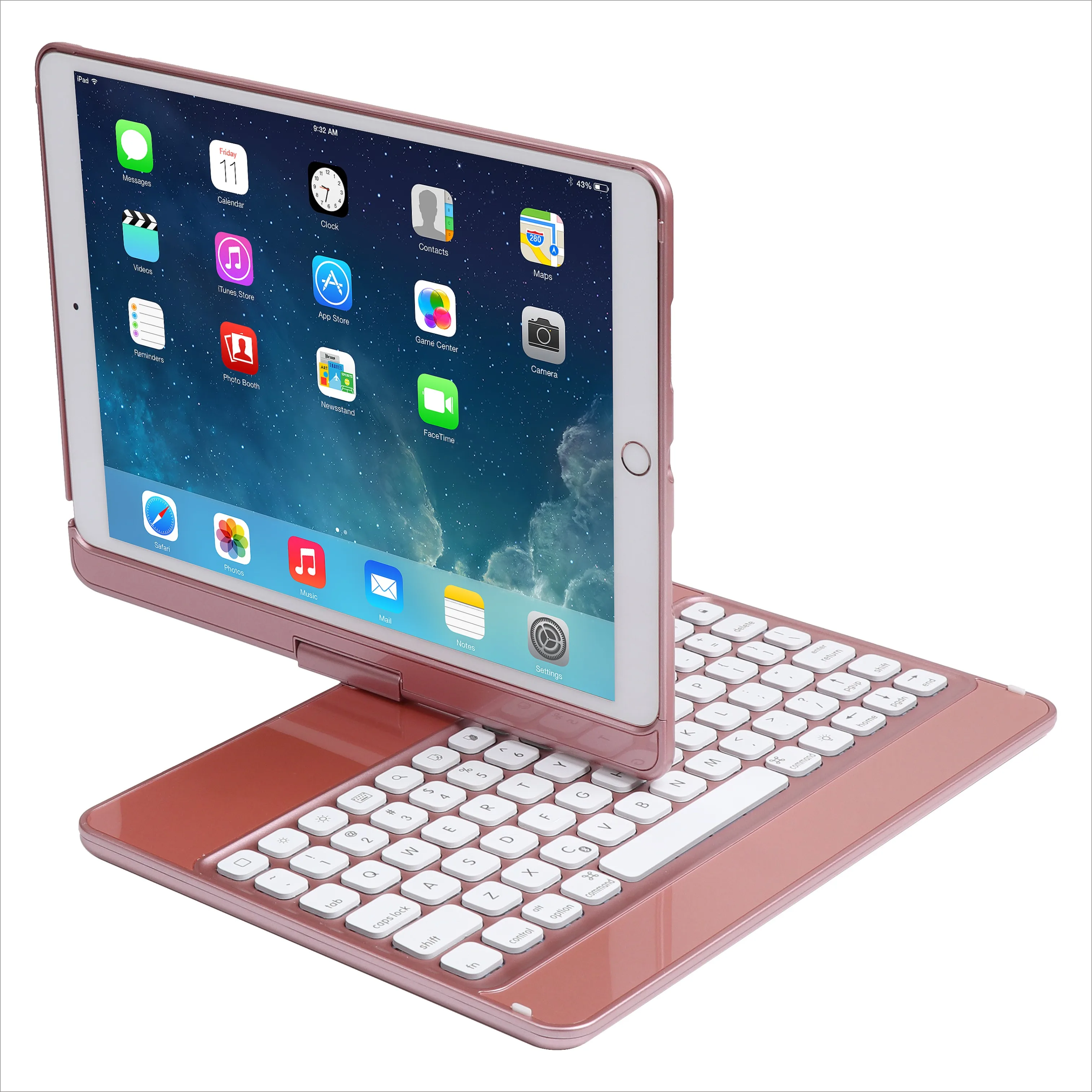  360 Degree Plastic Bluetooth Keyboard Protective Case with Stand for iPad Air 1 2 Pro 9.7 iPad 2018