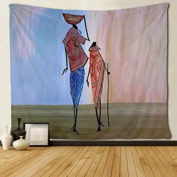 

African Women and Daughter Tapestries Unique Art for Bedroom Living Room Dorm