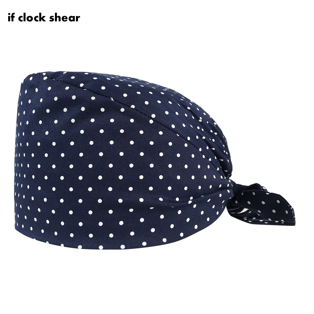 

Adjustable Cotton Dot print Frosted hat Health Workers Work Scrubs Cap Beautician scrub hat casual turban unisex chef gourd hat