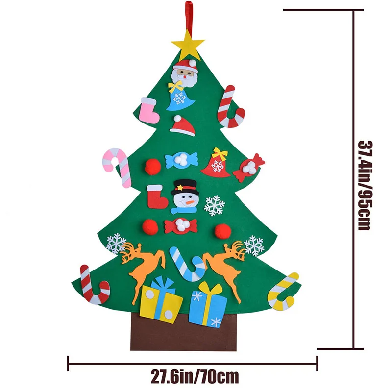 DIY войлочная Рождественская елка, искусственное дерево, настенные подвесные украшения, Рождественское украшение для новогодних подарков, детские игрушки для дома