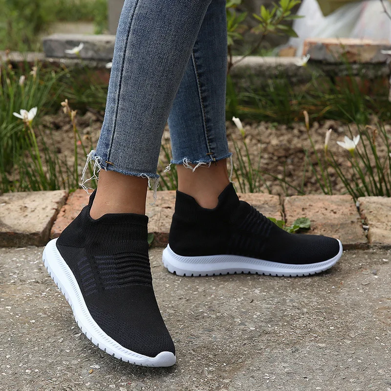 Прогулочные носки Кроссовки для бега Zapatos Mujer Черный цвет Большие размеры женщин