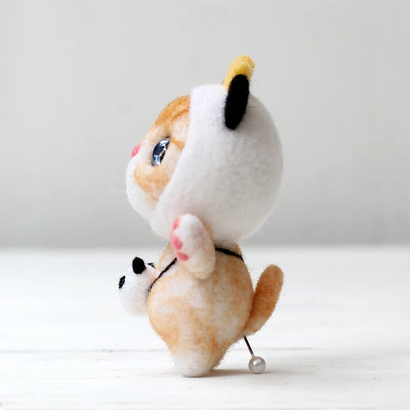 Non Finished Wool Felt Kit DIY Handcraft Cat Doll Wool Felt Non Finished Poked Material Kit Sewing Accessory Tools 7.5x5x3.5cm