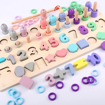 

Children Wooden Montessori Materials Learning To Count Numbers Matching Digital Shape Match Early Education Teaching Math Toys