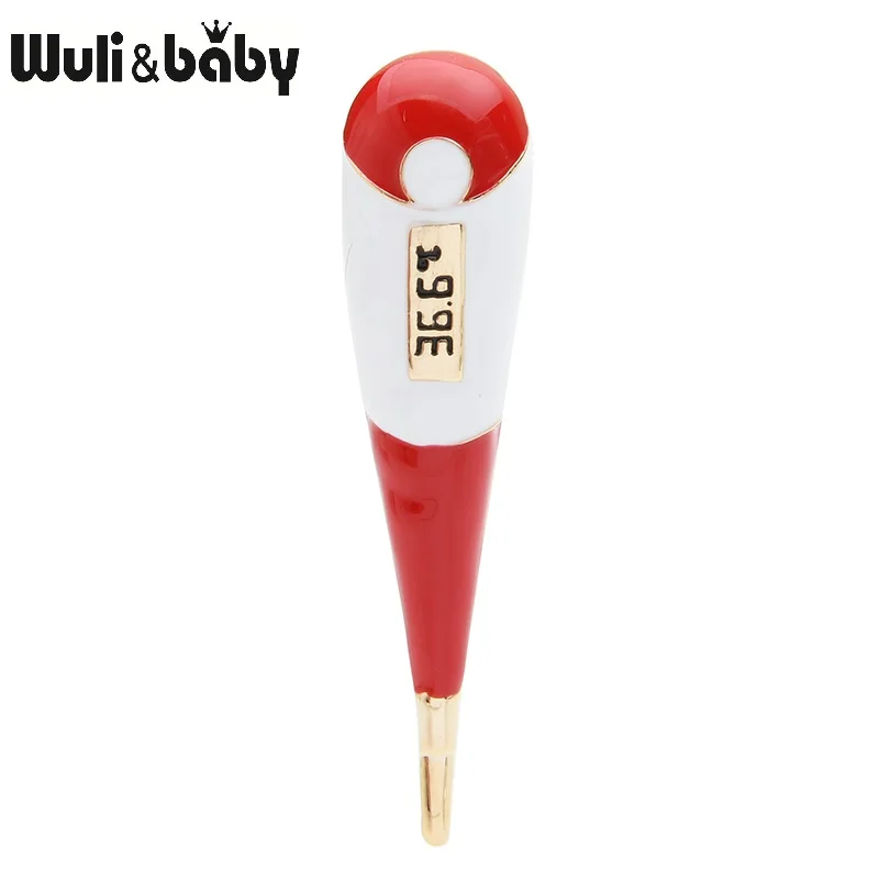 Wuli&baby, красные, синие эмалированные Броши с термометром, для женщин и мужчин, брошь для инструментов доктора медсестры, булавки, подарки