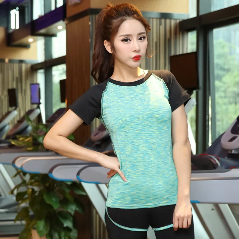 

Fitness Suit Women's Ultra-stretch Sports Short Sleeve T-shirt Aerobics Jogging Suits Yoga Clothes Tops Quick-Dry Slim Fit Cloth