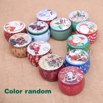 

Christmas Candy Box Jar Lovely Clear Xmas Santa Elk Snowman Sweet Sugar Case Tin Plate Candy Jar Round Creative Handsome