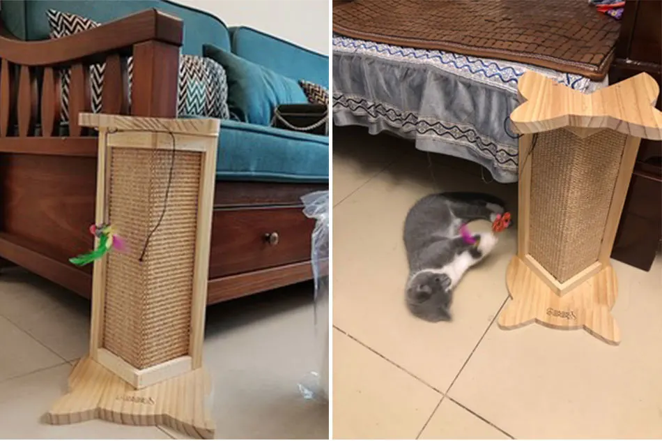 RFWCAK настенный угловой скребок для доски для кошек забота о когтях, защищающая мебель из цельного дерева, столбик для когтей, обучающая игрушка для кошек
