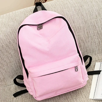 

Canvas Backpack Women School Bags for Teenage Girls Casual Rucksack Travel Bagpack Mochila Solid Color Large Capacity