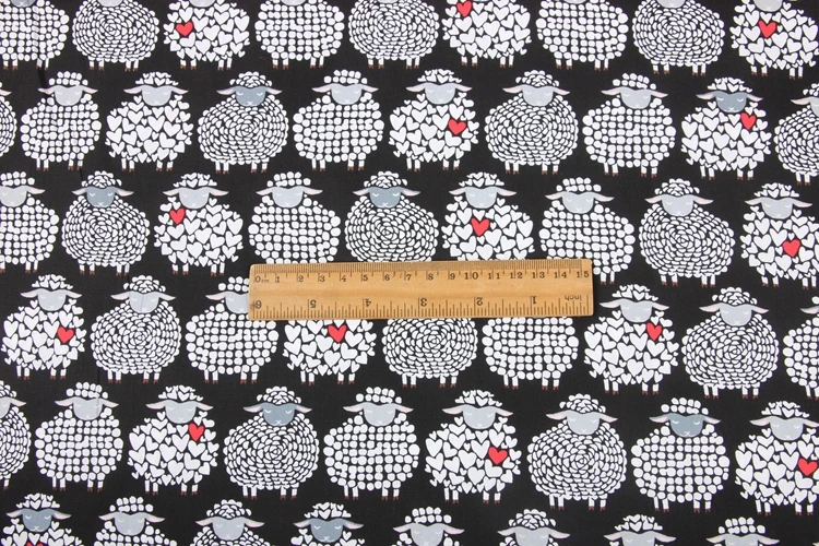 half meter plain cotton poplin fabric with cartoon sheep print, handmade DIY patchwork garment dress kids cloths CR-122