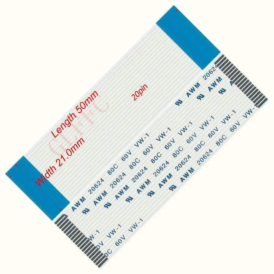 20pin 1,0 шаг 45 мм-150 мм a-тип Гибкий плоский кабель FFC awm 20624 ROHS для ttl lcd DVD Компьютера - Цвет: 50