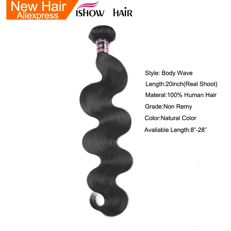 

Ishow Hair Peruvian Body Wave Human Hair Bundles 8-28inch Buy 3 or 4 Bundles Hair Natural Color Non Remy 1 Piece Hair Extension