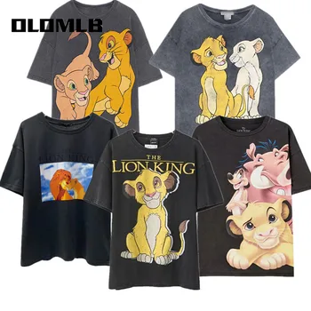 

Summer T-shirt Women England Style Fashion Cartoon Lion King Print O neck Short Sleeve T shirt Harajuku Female Tops plus size
