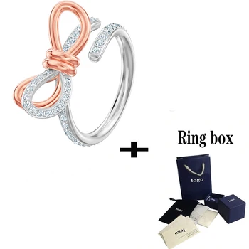 

SWA 2019 New Exquisite Design Bow Ring Elegant Fashion Charm Ladies Jewelry Valentine's Day Romantic Wedding Gift For Girlfriend