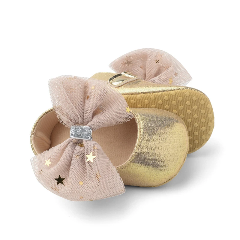 Детская обувь для новорожденных девочек мягкая Нескользящая нескользящая обувь принцессы розового и золотого цветов кроссовки для девочек детские ботиночки