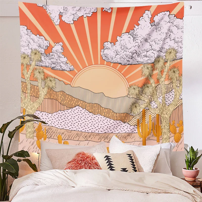 Multi Use Landscape Mandala Tapestry Wall Hanging Home Decor Beach Towel Cactus 