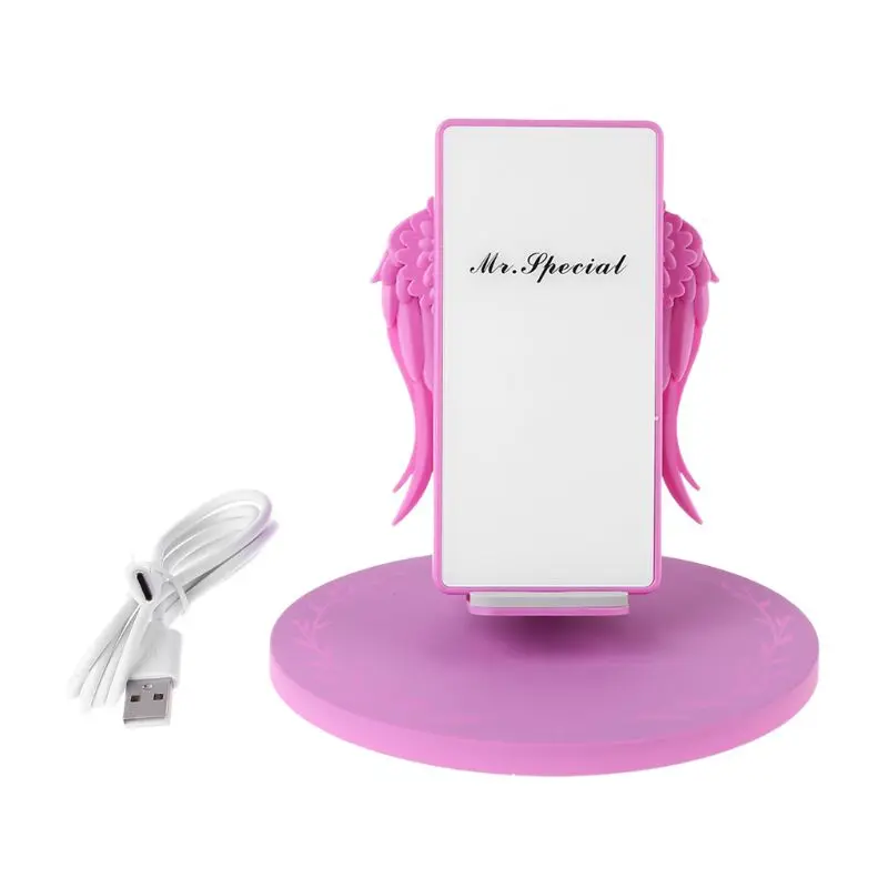 

LED Qi Wireless Charger Dock 10W Angel Wings Fast Charger Stand for Mobile Phone E65A