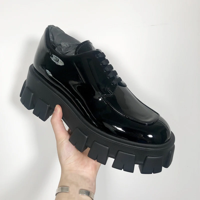 Stylesowner Hight Increase Women Casual Shoes Woman Sneakers Flat Platform Loafers Ladies Creepers Trainers Lace Up Shoe - Цвет: Черный