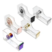 

Acrylic Cute Tape Dispenser Adhesive Masking Washi Tape Cutter Yellow Gold And Rose Gold Office Tape Holder Stationery