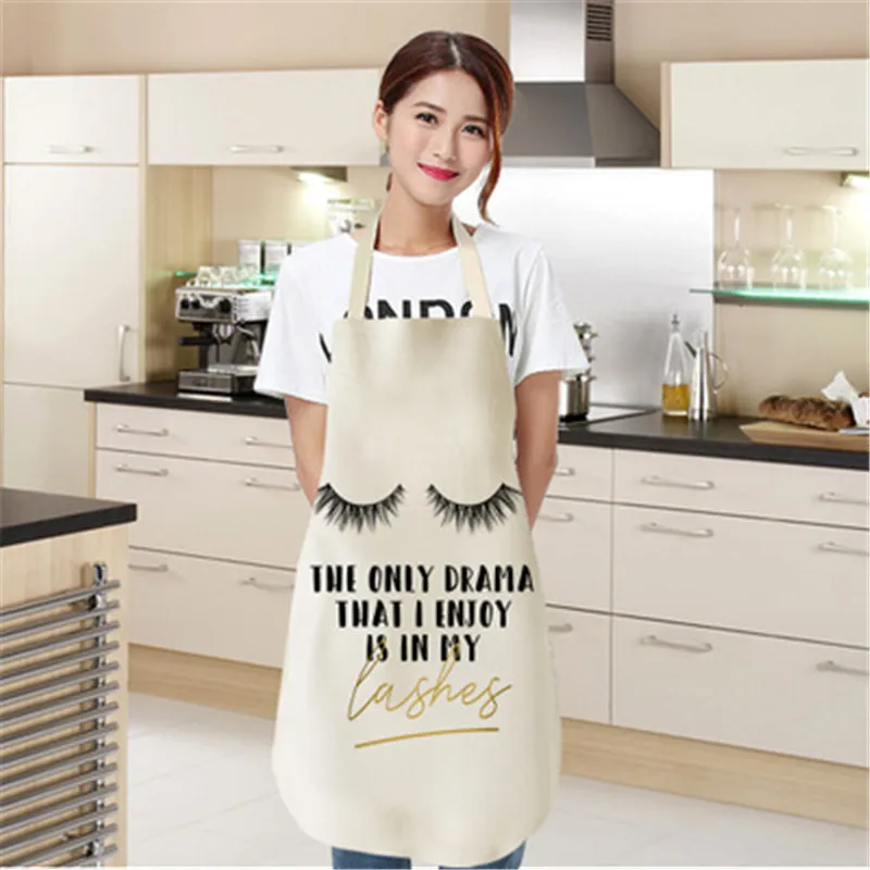 Cooking Kitchen Apron For Woman Nordic Fashion Eyelash Cotton Apron Women Adult Bibs Cooking Baking Coffee Shop Cleaning Aprons