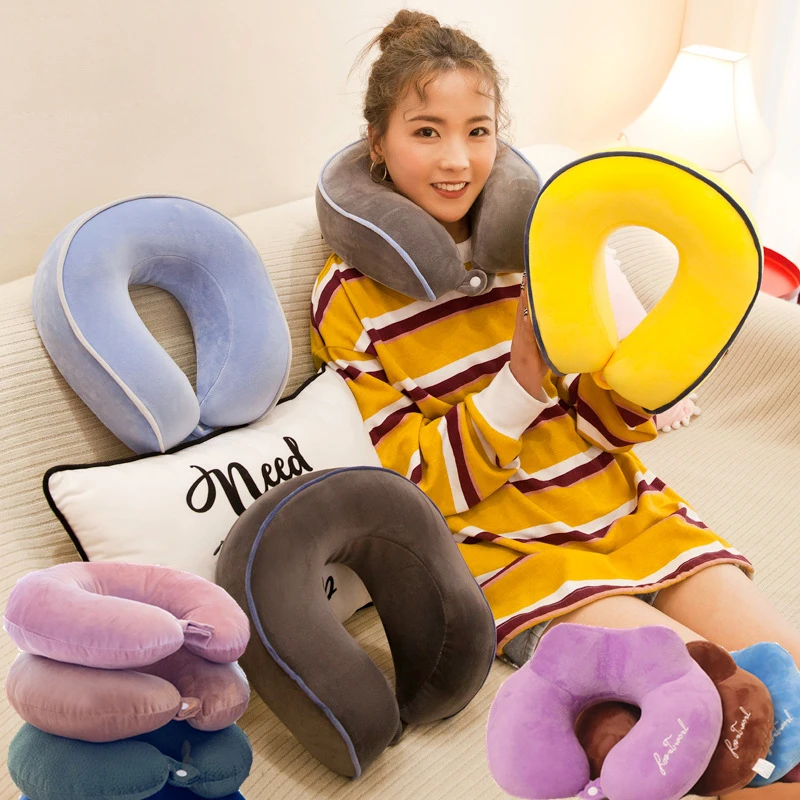 1PCS U-Shaped Pillow Memory Foam Neck Pillows Airplane Soft Slow Rebound Cervical Travel Pillow For Air Car Home Bedding