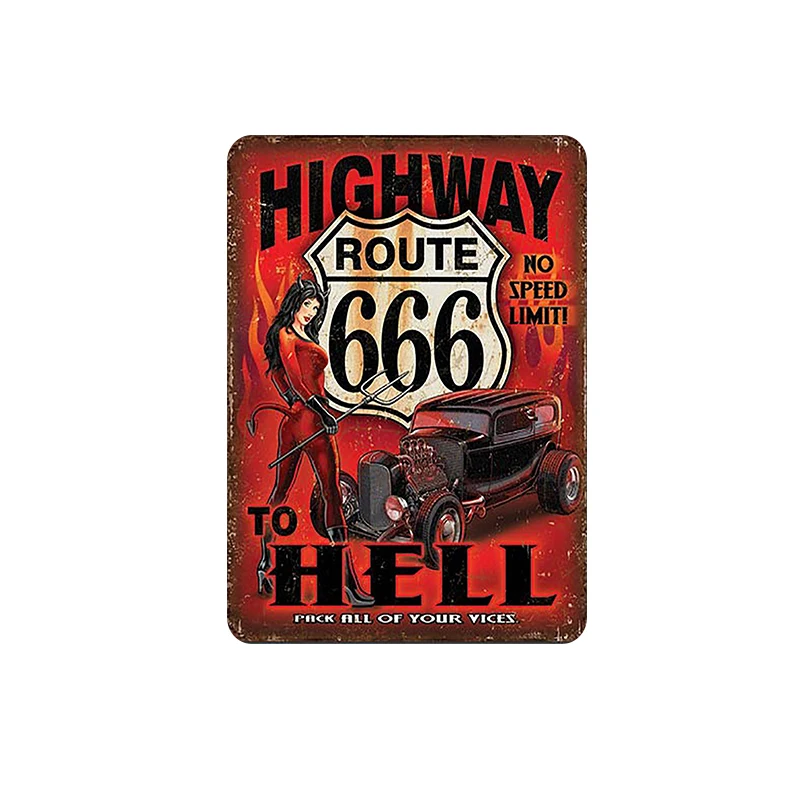 Зеленый Route 66 металлическая жестяная вывеска Ретро плакат Декор Наклейка металлическая стена ремесло табличка Targhe In Metallo - Цвет: Зеленый