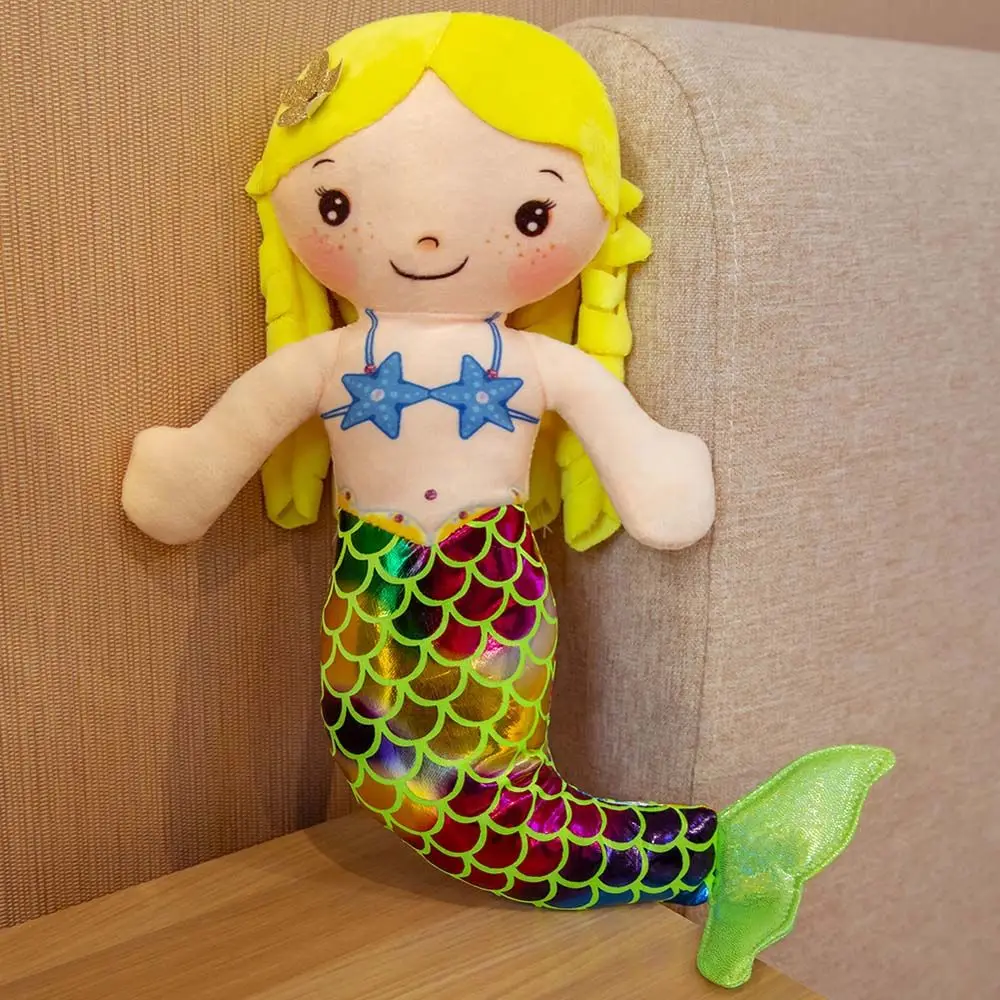 Plush Toy Cartoon Mermaid Humanoid Doll Mini Pillow Child Comfortable Stuffed Plush Toy Cute Doll Comfortable Pillow Gifts 30cm