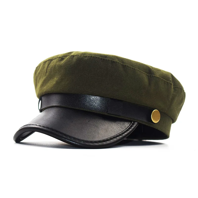 TOYOOSKY Beret Word PU Leather Flat Top Cap Cotton Wild Breathable Duck Tongue Octagonal Cap Female England Seasons Unisex