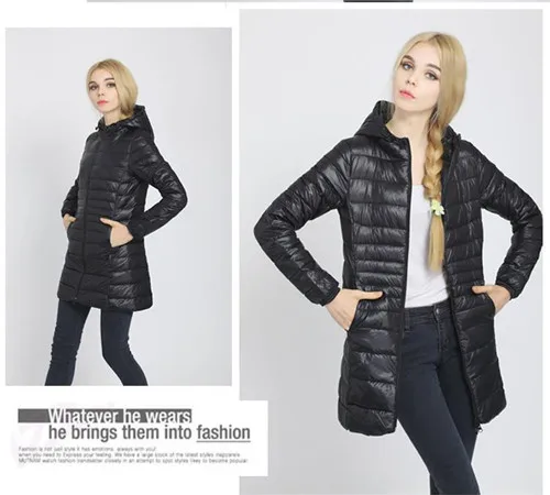 1 Зимняя куртка женская верхняя одежда тонкий пуховик с капюшоном Женский Теплый пуховик женские ультра легкие куртки белые пуховики - Цвет: 1