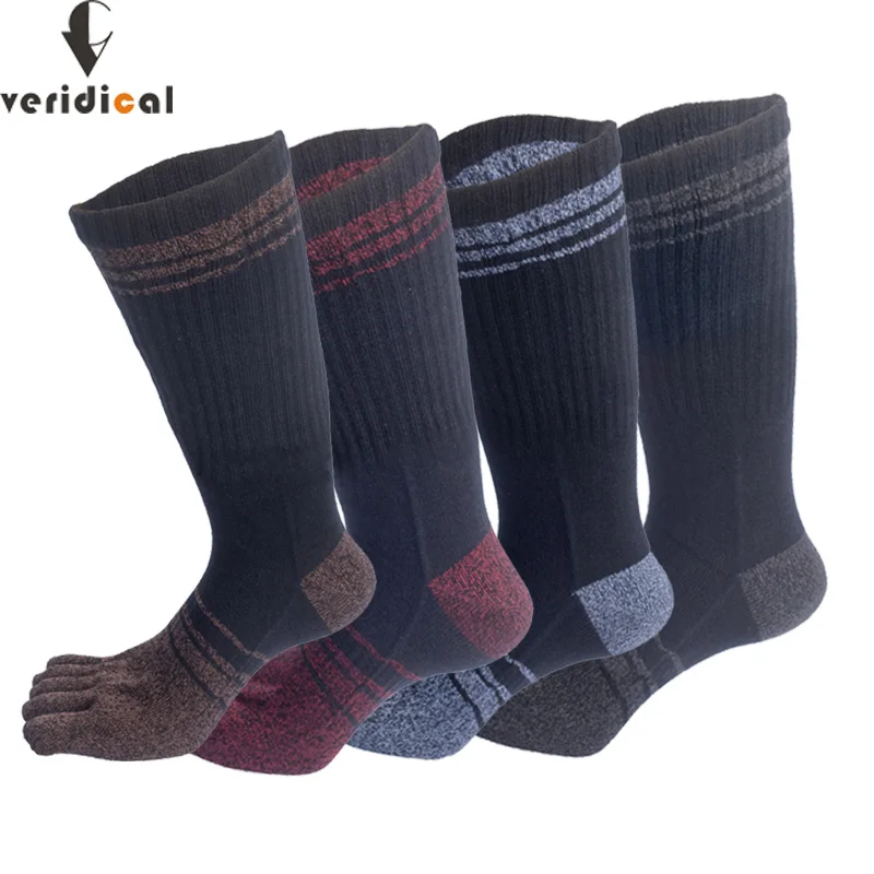 Large Size 5 Fingers Socks Compression Long Cotton Colorful Striped Sweat-Absorbing Fitness Basketball Hiking Bike Toe Socks invisible sport socks toe cotton mesh breathable solid simple sweat absorbing fitness bike run hiking travel 5 finger ankle sock