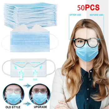 

50pcs Adult Anti-fog Masks Disposable Face Masks Mouth Cover 3-ply Disposable Dustproof Face Mask Solid Protection Outdoor Masks