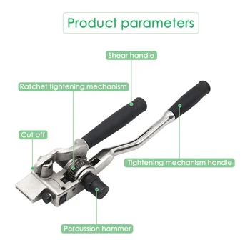 

Manual Ratchet Durable Stainless Steel Tightener Shear Cable Tie 2 In 1 Packing Belt Strapping Tensioner Heavy Duty Banding Tool