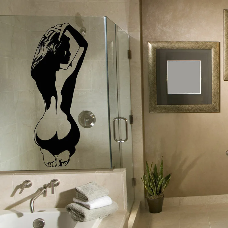 Sexy Female Women Naked Glass Wall Sticker Bathroom Man Cave Couple Wedding Wall Decal Bedroom Vinyl Decor (2)