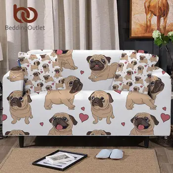

BeddingOutlet Hippie Pug Slipcover For Sofas Animal Cartoon Stretch Sofa Cover Cute Dog Couch Cover Bulldog Chair Protector