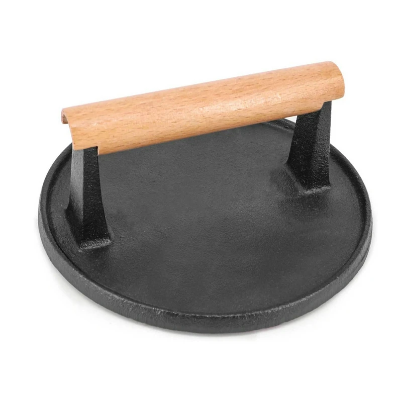 Round BBQ Tool Cast Iron Steak Plate Meat Press Board Barbecue Pressure Plate