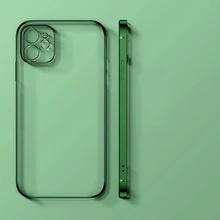 

New ML1 Mini iP X XR XS 7 8 Plus SE 2020 Soft Clear CoverLuxury Square Frame Plating TPU Transparent Case for iP 12 11 Pro Max
