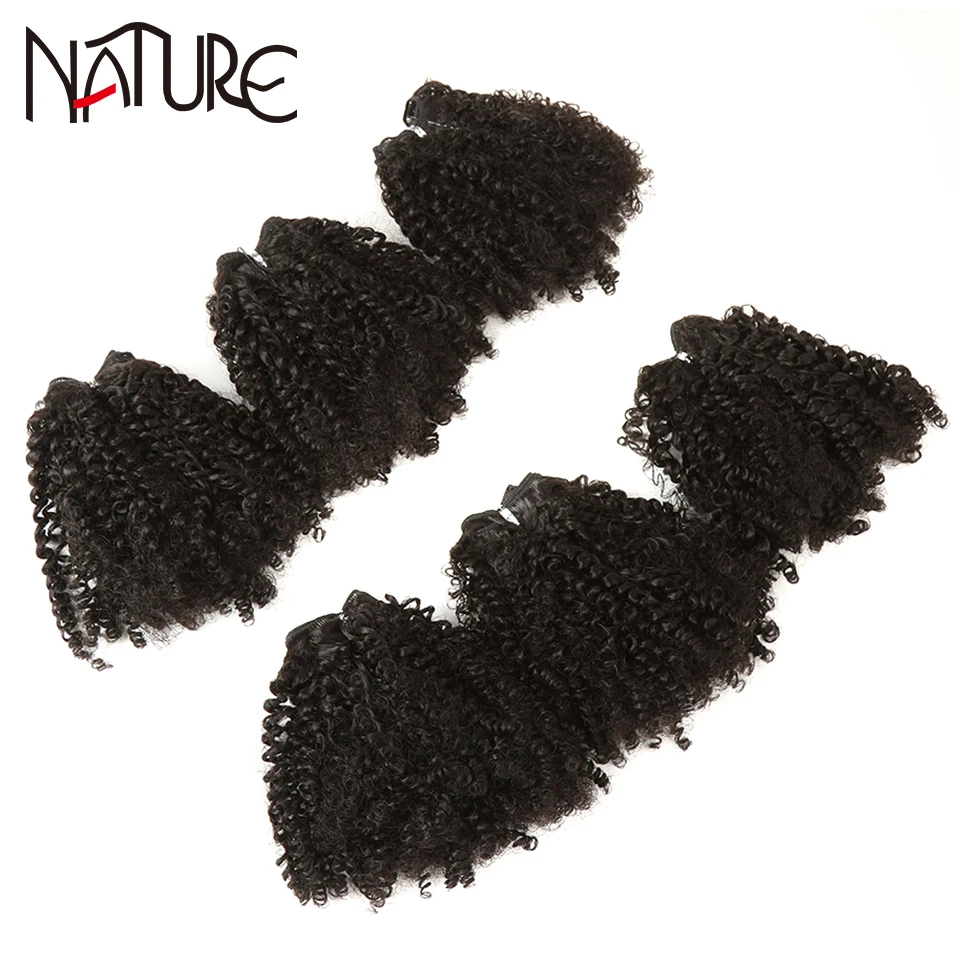 Nature Hair Synthetic Soft Afro Kinky Curly Hair Bundles Weave Ombre Black Blonde Lace With Closure Extension