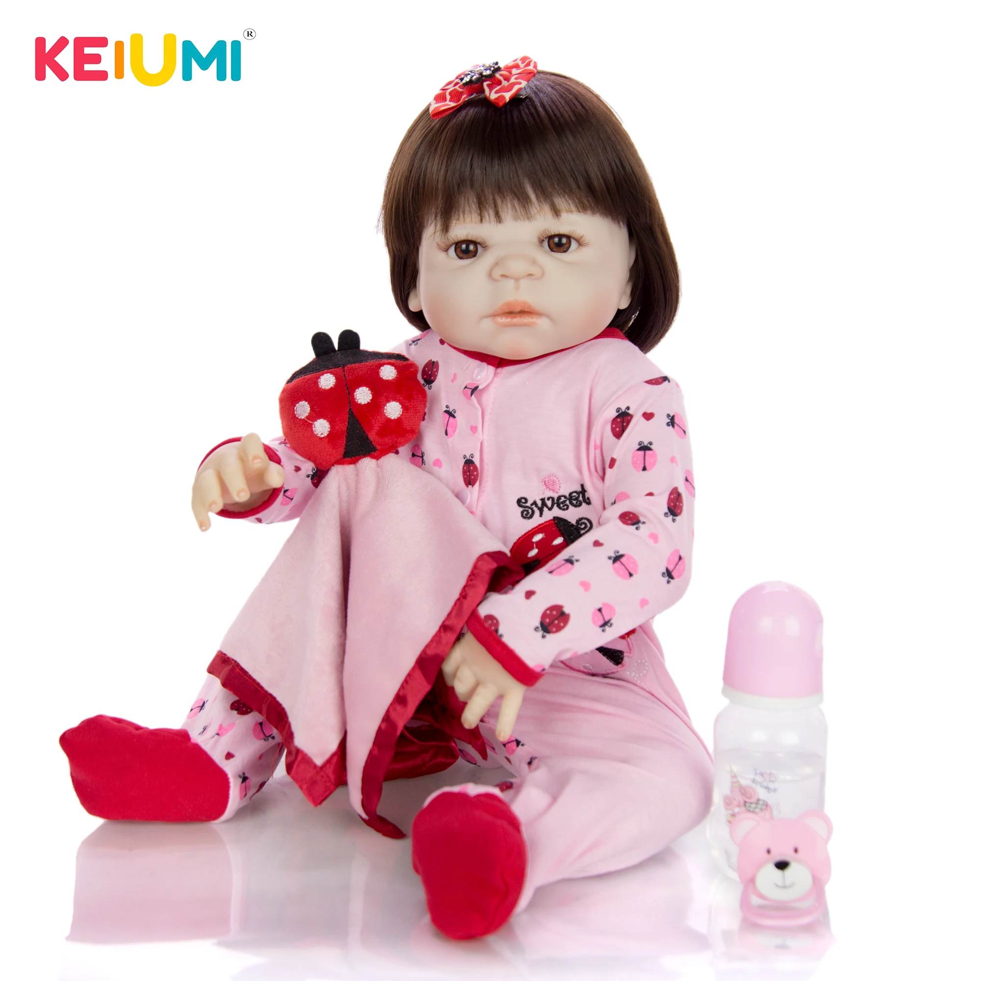 KEIUMI Reborn Bonecas Menina Toys 23 ''полностью силиконовые виниловые реалистичные Новорожденные куклы реалистичные принцессы для очки-детский подарок на Рождество