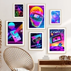 Vaporwave Synthwave Video Game Cyberpunk Wall Art Canvas Painting Nordic Posters And Prints Wall Pictures For Living Room Decor