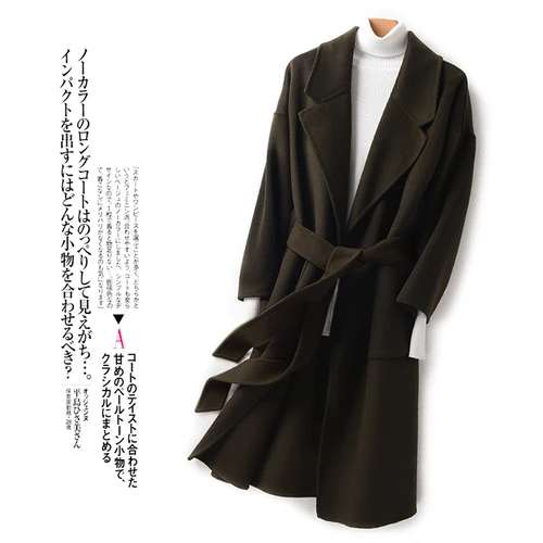 army green AYUNSUE двухстороннее шерстяное пальто Женская куртка Осенняя зимняя куртка женские длинные шерстяные пальто и куртки женская верхняя одежда MY3664 - Цвет: army green