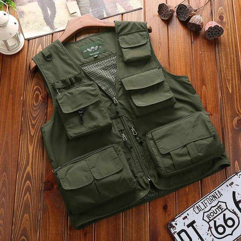 

Men's Mesh Breathable Openwork Camouflage Journalist Photographer Fishing Vest Waistcoat Jacket Coat