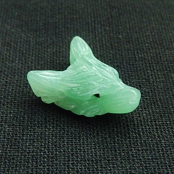 

Natural Gemstone Green Aventurine Hand made Carved wolf head pendants jewelry making,Handmade DIY Supply Jewelry 22x16x9mm，3g