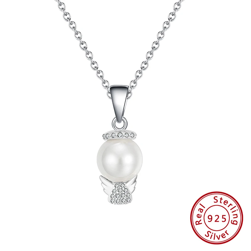 ORSA JEWELS подвеска «эльф» из стерлингового серебра с ангелом, ожерелье из чистого АААА циркона и жемчуга, ожерелье с подвеской золотого цвета, ювелирные изделия SN194 - Цвет камня: Silver Color