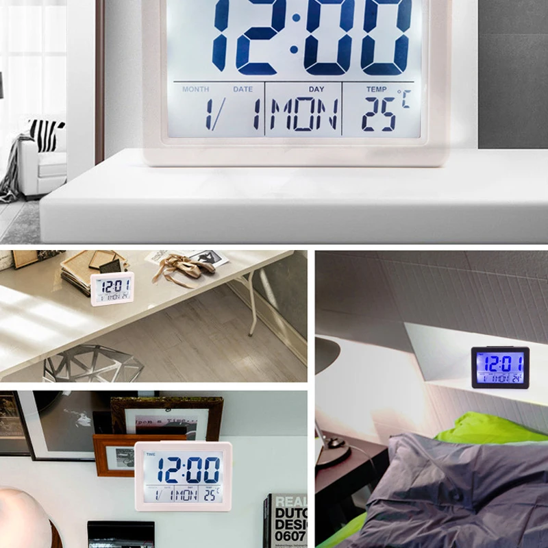 Светодиодный Будильник со звуковым управлением прикроватные электронные часы с