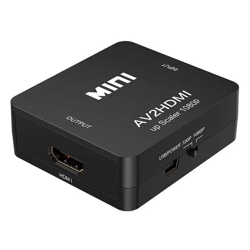 

RCA to HDMI, 1080P Mini RCA Composite CVBS AV to HDMI Video Audio Converter Adapter Supporting PAL/NTSC with USB Charge Cable fo